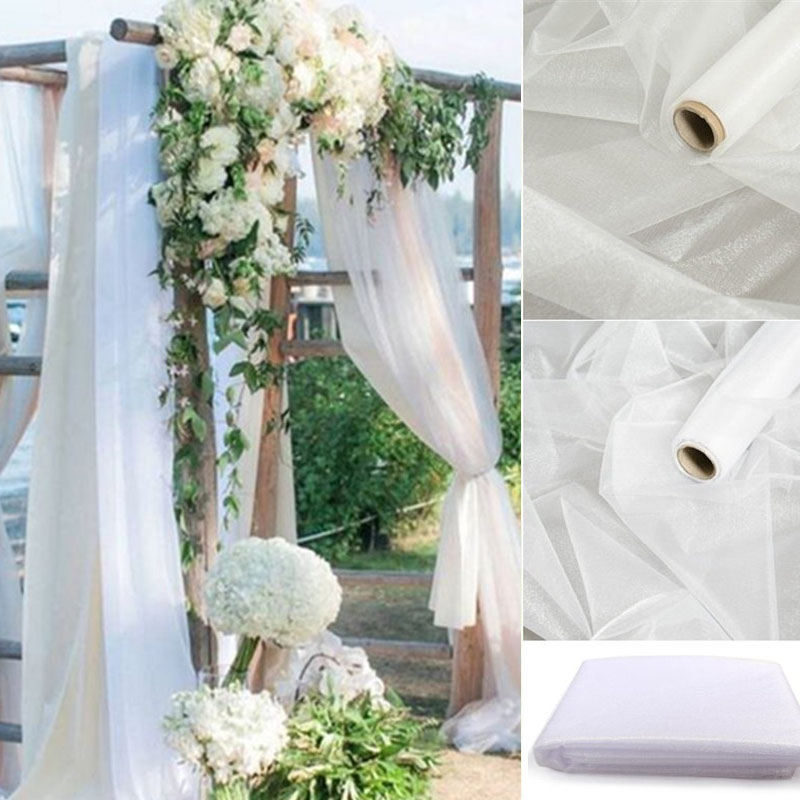 Chair Sash Organza - 5 metrów/partia Sheer Crystal Organza tkanina